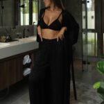 Noir Shadow Set (Long kimono, top, trousers, shorts)